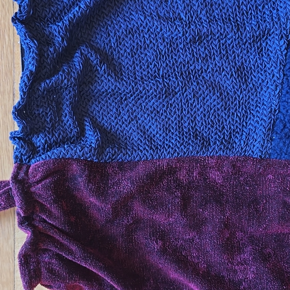 MICHAEL Michael Kors, Color-block Multi-Textured Top, Navy & Maroon, EUC, S - Picture 6 of 14